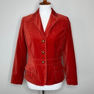 JUDITH HART Velvet Blazer 8 PETITE Orange Rust Contrast Lining Cottage Core‎